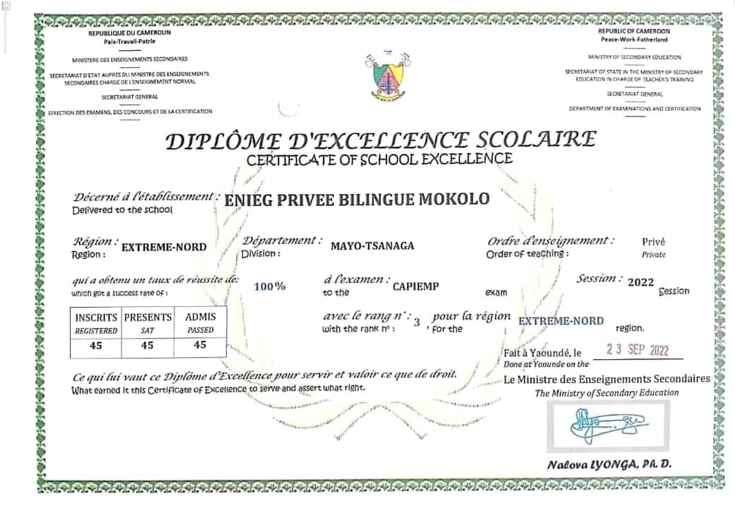 Découvrir le diplôme d'Excellence de L'ENIEG PRIVÉE BILINGUE